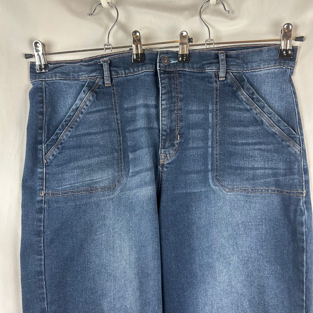 Nicole Miller New York Nomad Super High Rise Wide Leg Jeans Dark Wash Size 14 - Picture 3 of 11
